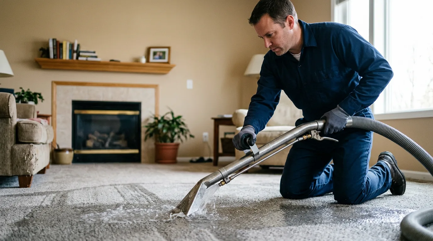 Water damage restoration technician working near Polo, MO